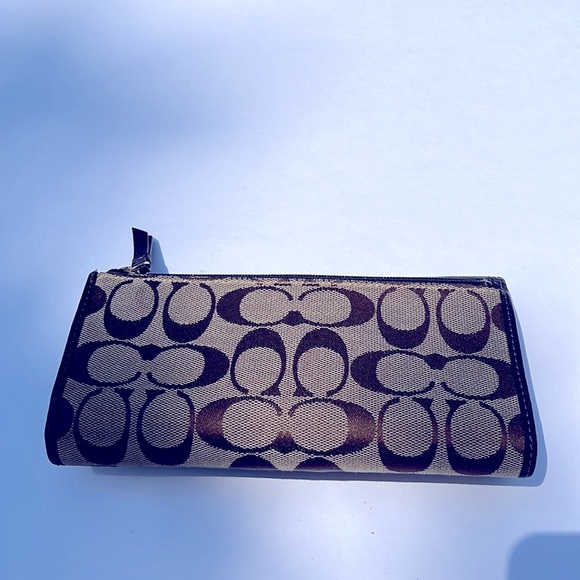 Coach Signature Checkbook Wallet Leather Classic Designer Money Credit Cards - Picture 9 of 9